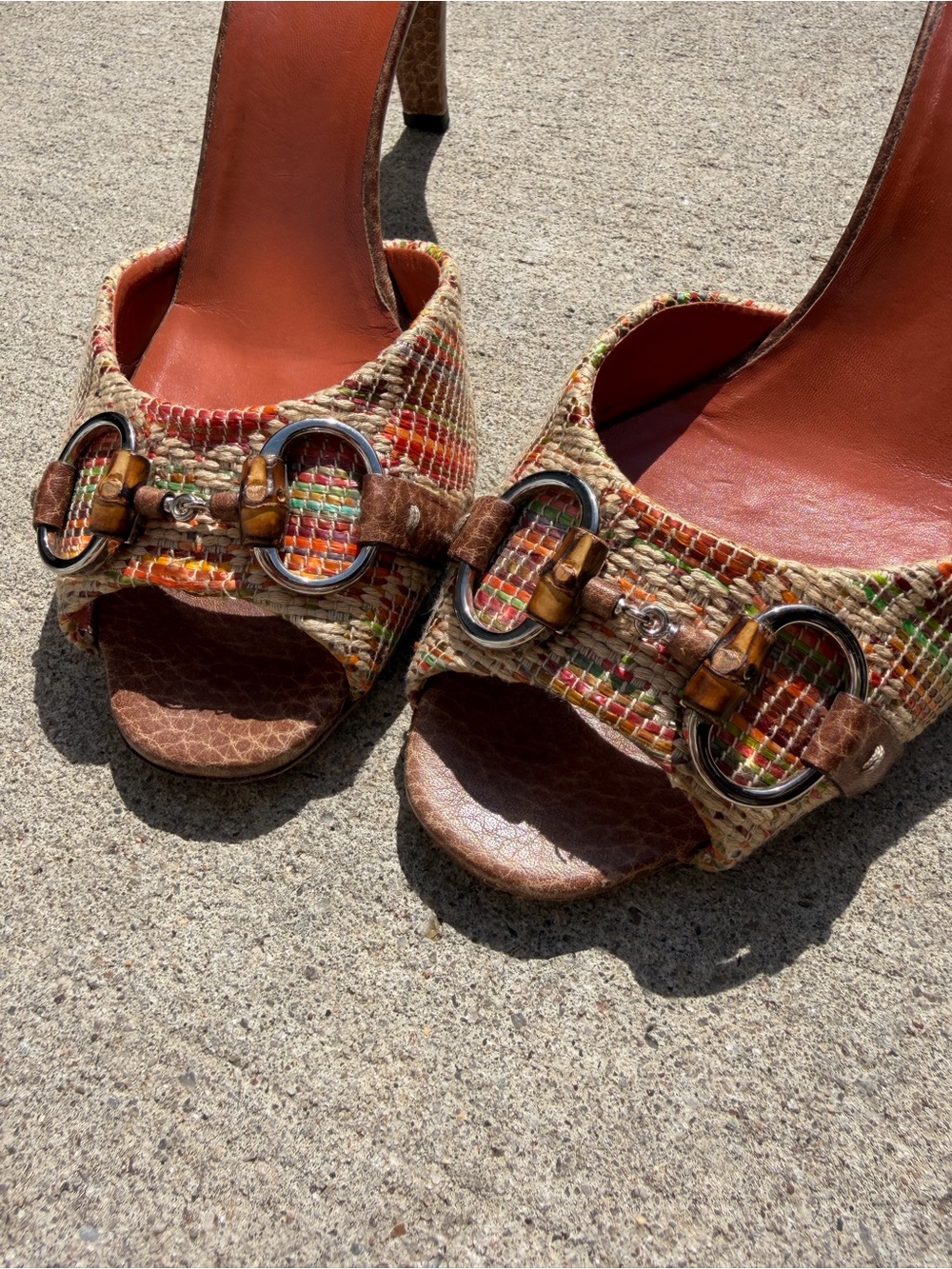 Y2K Gucci Tom Ford era horsebit colorful bamboo heeled mules - Picture 4 of 7